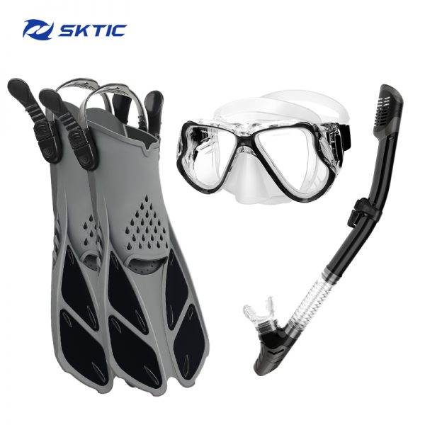 Sktic 2022 Latest 3 Packs Snorkel Set Transparent Black